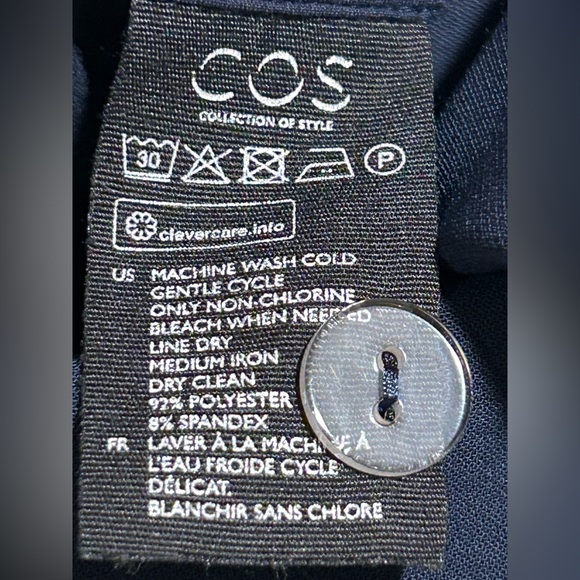 COS Wide Leg Pleated High Waist Navy Pants , size 10 - Picture 5 of 5